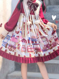 Popcorn Series Christmas Red Sweet Lolita Long Sleeve Dress 16 Popcorn Series Christmas Red Sweet Lolita Long Sleeve Dress -MIMY Lolita Shop 5 500x672 344