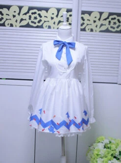 Lovely Shark Series White Long Sleeves Sweet Lolita Dress With Shark Shawl -MIMY Lolita Shop 5 500x672 350