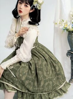 Eileen Series Daily Basics Printed Ribbon Bowknot Belt Beautiful Flounce Classic Lolita Sleeveless Dress -MIMY Lolita Shop 5 500x672 367