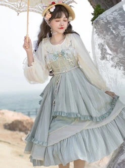 The Miss Of Cloud Trees Series JSK Light Blue Classic Lolita Sling Dress -MIMY Lolita Shop 5 500x672 381