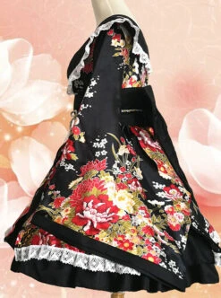Japanese Style Flowers Printing Bowknot Black Kimono Classic Lolita Dress -MIMY Lolita Shop 5 500x672 382