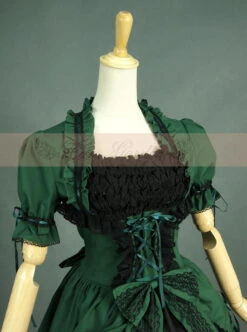 Victorian Retro Green And Black Lace Short Sleeves Classic Lolita Dress -MIMY Lolita Shop 5 500x672 386
