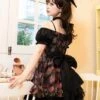 Chinese Style Northeast Big Flower Beautiful Black Bowknot Exquisite Mesh Yarn Classic Lolita Puff Sleeves Slip Dress 2 Chinese Style Northeast Big Flower Beautiful Black Bowknot Exquisite Mesh Yarn Classic Lolita Puff Sleeves Slip Dress -MIMY Lolita Shop 5 500x672 388