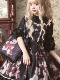 Coronation Bear Series JSK Chiffon Classic Lolita Sling Dress Version 2 -MIMY Lolita Shop 5 500x672 409