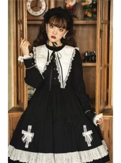Cross Temple Series OP Pure Color Cotton Halloween Simplicity Gothic Lolita Black Long Sleeve Dress -MIMY Lolita Shop 5 500x672 41