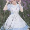 Tulip Bouquet Series Pastoral Style Doll Collar Lace Floral Plaid Lantern Sleeve Classic Lolita Short-Sleeved Dress -MIMY Lolita Shop 5 500x672 464