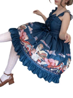 Magic Tea Party Handmade Girl's Hat Shop Series Printing Classic Lolita Sling Dress -MIMY Lolita Shop 5 500x672 467