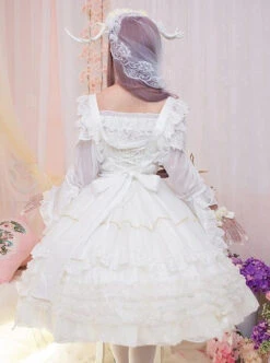 White Bride Chiffon Classic Lolita Sling Dress JSK -MIMY Lolita Shop 5 500x672 469