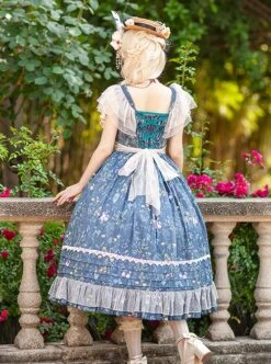 Flower And Grass Collection Series JSK Blue Floral Print Elegant Classic Lolita Sleeveless Dress Suit -MIMY Lolita Shop 5 500x672 474