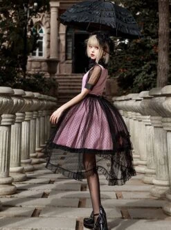 Bach Old Testament Series Pure Color Love Button Retro Polka Dot Top Embroidered Hem Classic Lolita Sleeveless Dress Set -MIMY Lolita Shop 5 500x672 485