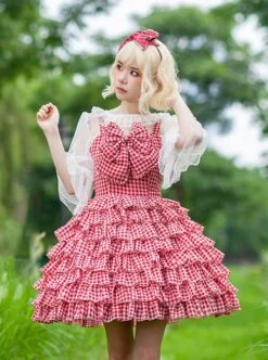 Multi-Layered Cake Skirt Series Bowknot Decoration Plaid Print Daily All-Match Classic Lolita Sleeveless Dress 17 Multi-Layered Cake Skirt Series Bowknot Decoration Plaid Print Daily All-Match Classic Lolita Sleeveless Dress -MIMY Lolita Shop 5 500x672 498