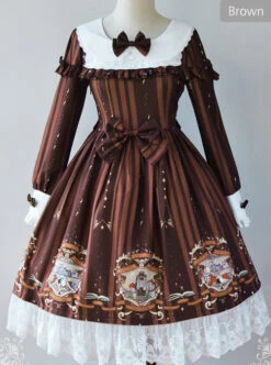 Magic Tea Party Bedtime Book Series OP Classic Lolita Long Sleeve Dress -MIMY Lolita Shop 5 500x672 500
