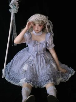 Purple Elegant Square Neck Bowknot Decoration Spring Summer Pure Color Classic Lolita Sleeveless Dress -MIMY Lolita Shop 5 500x672 502