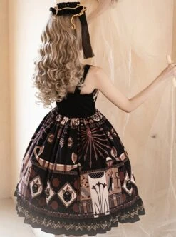 Best Wishes Series Egyptian Totem Sun Temple Golden Flake Pharaonic Cat Elements Black Classic Lolita Sleeveless Dress JSK -MIMY Lolita Shop 5 500x672 519