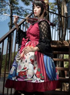 Magic Tea Party Breeze Alice Series JSK Bowknot Classic Lolita Sling Dress -MIMY Lolita Shop 5 500x672 525