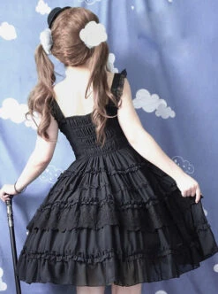 Pure Black And Pure White JSK Classic Lolita Sling Dress -MIMY Lolita Shop 5 500x672 534