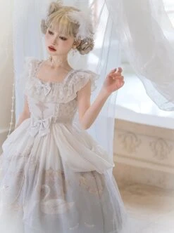Swan Dream Series Noble White Blue Gradient Elegant Fairy Transparent Tulle Swan Lake Print Classic Lolita Sleeveless Dress 13 Swan Dream Series Noble White Blue Gradient Elegant Fairy Transparent Tulle Swan Lake Print Classic Lolita Sleeveless Dress -MIMY Lolita Shop 5 500x672 542