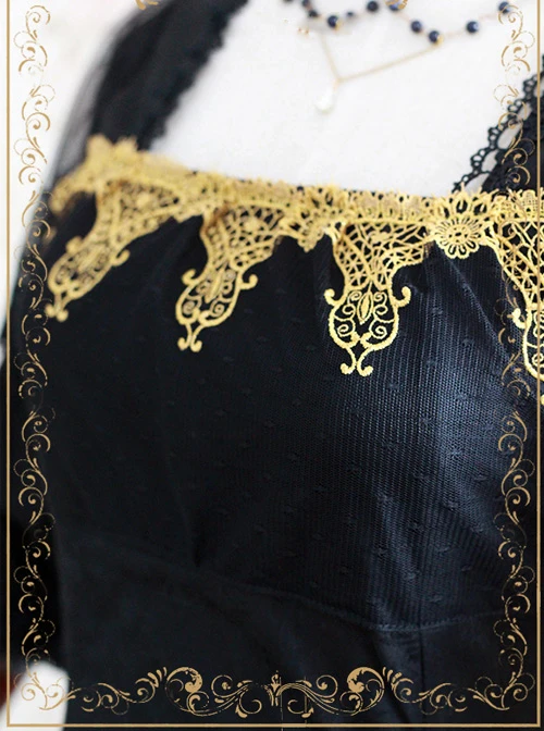 Elegant Black Jacquard Classic Lolita Half Sleeve Dress 7 Elegant Black Jacquard Classic Lolita Half Sleeve Dress - Image 5