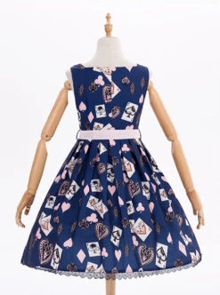 Dark Blue Chiffon Poker Printing Classic Lolita Sling Dress -MIMY Lolita Shop 5 500x672 562