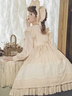 Camellia Series Pastoral Style Lace Doll Neck Ruffle Long Sleeve Classic Lolita Dress -MIMY Lolita Shop 5 500x672 565