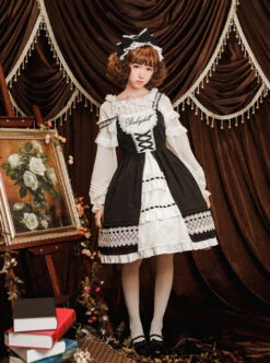 Cute Bowknot Pure Color Classic Lolita Sling Dress -MIMY Lolita Shop 5 500x672 566