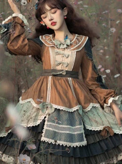 Xiu Man In April Series Retro Pastoral Style Classic Lolita Long Sleeve Dress -MIMY Lolita Shop 5 500x672 573