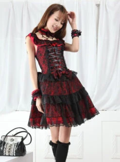 Red And Black Lace Gothic Lolita Sleeveless Dress -MIMY Lolita Shop 5 500x672 60