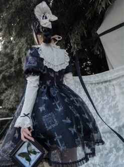 Lace Stitching Round Neck Butterfly Embroidery Cute Puff Sleeve Butterfly Print Daily Simple Gothic Lolita Short Sleeve Dress 15 Lace Stitching Round Neck Butterfly Embroidery Cute Puff Sleeve Butterfly Print Daily Simple Gothic Lolita Short Sleeve Dress -MIMY Lolita Shop 5 500x672 64