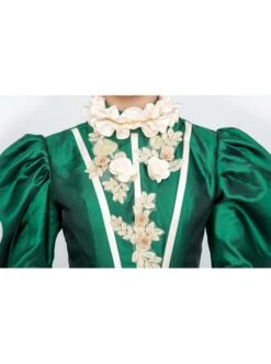 Dark Green Stand Collar Long Sleeve Fluffy Trailing Hem Retro Court Prom Lolita Dress -MIMY Lolita Shop 5 500x672 650