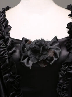 Black Retro Victorian Stereoscopic Flower Decoration Gothic Lolita Prom Dress -MIMY Lolita Shop 5 500x672 687