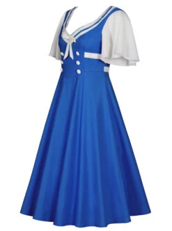 Short Sleeve Bowknot Hit Color School Lolita Dress