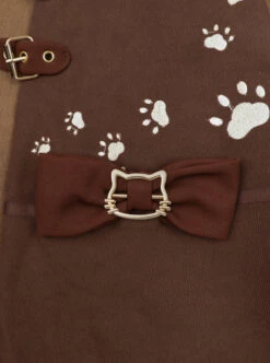 Kitten Detective Series Brown Open Front Retro School Lolita Sleeveless Dress -MIMY Lolita Shop 5 500x672 726