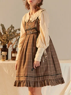 Little Detective Series JSK School Lolita Brown Plaid Sling Dress And Cloak 14 Little Detective Series JSK School Lolita Brown Plaid Sling Dress And Cloak -MIMY Lolita Shop 5 500x672 728