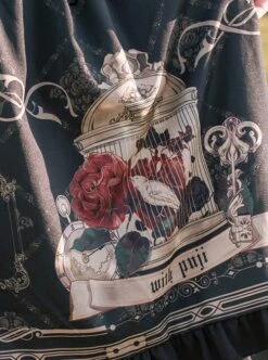 Nightingale And Rose Series Vintage Birdcage Print Bow Knot Ruffle Gothic Lolita Sleeveless Dress -MIMY Lolita Shop 5 500x672 76