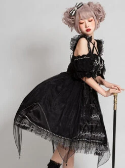 Night Elf Series JSK Black Lace Retro Elegant Gothic Lolita Sling Dress -MIMY Lolita Shop 5 500x672 8