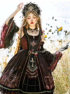 Eye Of Red Heart Series JSK Retro Palace Gothic Lolita Dress -MIMY Lolita Shop 5 500x672 98