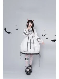Devil Rabbit Series OP Autumn Winter Halloween Gothic Lolita Long Sleeve Dress With Detachable Plush Rabbit Ears Hat -MIMY Lolita Shop 6 500x672 104