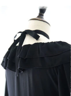 Pure Black Ruffles Gothic Lolita Long Sleeves Dress -MIMY Lolita Shop 6 500x672 11