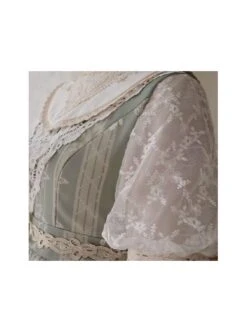 Elegant Classical Pearl Gothic Lolita OP Half Turtleneck Three-Dimensional Embroidery Stitching Lace Detachable Bubble Long Sleeve Dress -MIMY Lolita Shop 6 500x672 111