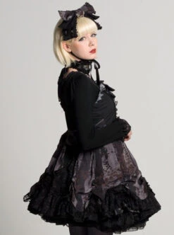 Black Chiffon Lace-up Gothic Lolita Sling Dress -MIMY Lolita Shop 6 500x672 125