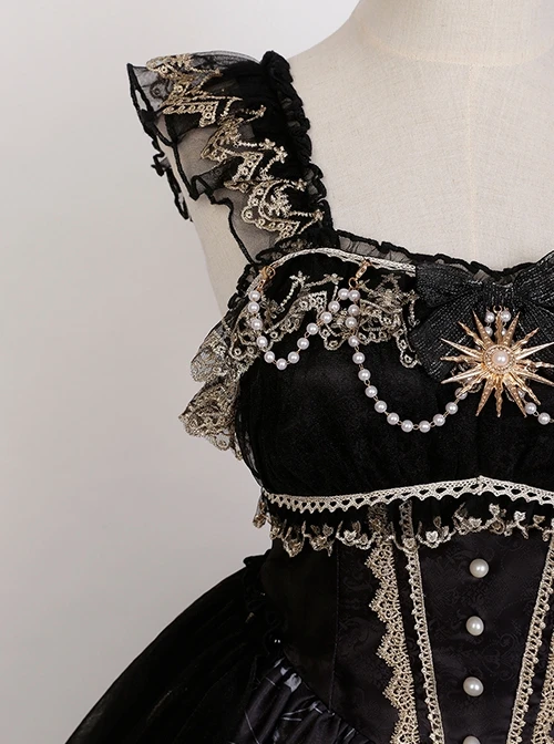 Vintage Gorgeous Fairy Fish Fantasy Print Lace Square Neck Elegant Bead Chain Decorate Gothic Lolita Sleeveless Dress 3 Vintage Gorgeous Fairy Fish Fantasy Print Lace Square Neck Elegant Bead Chain Decorate Gothic Lolita Sleeveless Dress