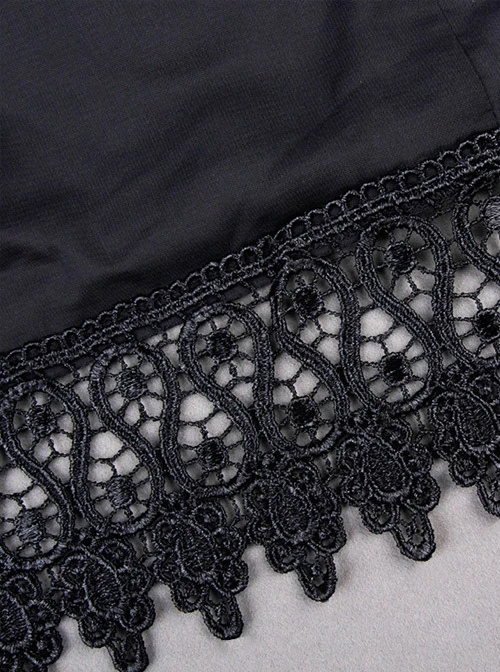 Black Velour Lace Edge Gothic Lolita Long Sleeve Dress 5 Black Velour Lace Edge Gothic Lolita Long Sleeve Dress - Image 3