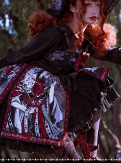 The Witch Image Series Double Layer JSK Small High Waist Full Placket Medium Length Halloween Gothic Lolita Sling Dress -MIMY Lolita Shop 6 500x672 141