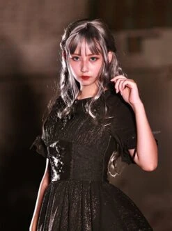 Undead Serenade Series Black Irregular Hem Design Detachable Short Shawl Gothic Lolita Sleeveless Dress -MIMY Lolita Shop 6 500x672 142