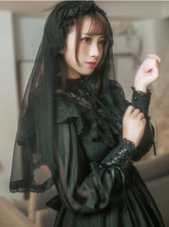 Pure Color Lace Gothic Lolita Long Sleeve Dress -MIMY Lolita Shop 6 500x672 15