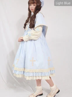 Crucifix Choir Series Sweet Lolita Long Sleeve Dress And Cloak Set -MIMY Lolita Shop 6 500x672 165