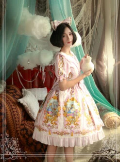Magic Tea Party Alice Series Printing Sweet Lolita Short Sleeves Dress -MIMY Lolita Shop 6 500x672 178