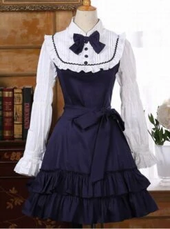 Retro Palace Style Flounced Sweet Lolita Long Sleeve Dress -MIMY Lolita Shop 6 500x672 184