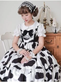 Ranch Story Series JSK Cute Cat Paw Printing Sweet Lolita Multicolor Sling Dress -MIMY Lolita Shop 6 500x672 211