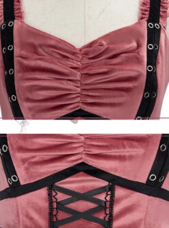 Exploding Raspberry Series JSK Autumn Winter Retro Color Matching Sweet Lolita Sling Dress And Top Set -MIMY Lolita Shop 6 500x672 212